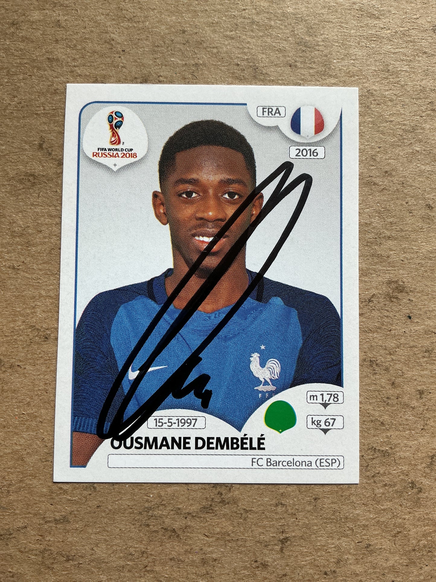 Ousmane Dembélé, France 🇫🇷 FIFA World Cup 2018 Panini hand signed