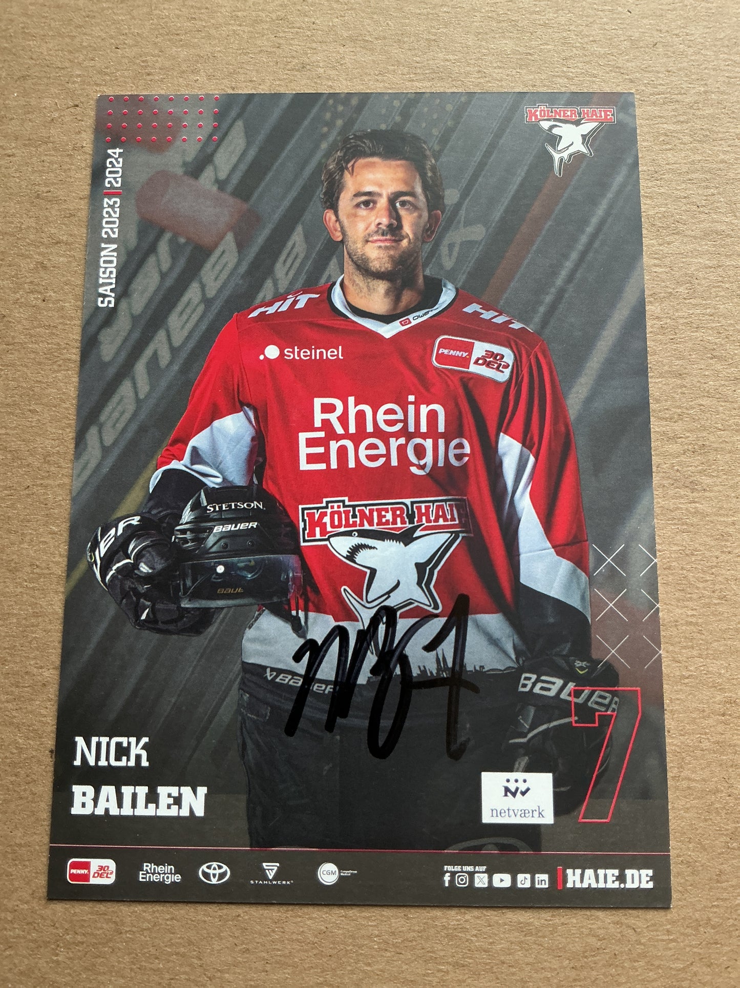 Nick Bailen, USA 🇺🇸 Kölner Haie 2023/24 hand signed