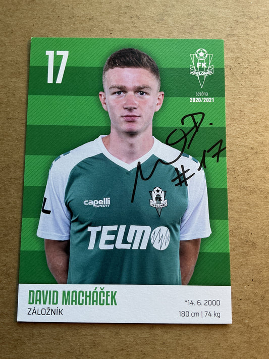 David Macháček, Czech Republic 🇨🇿 FK Jablonec 2020/21 hand signed