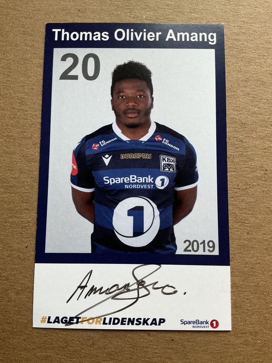 Thomas Olivier Amang, Cameroon 🇨🇲 Kristiansund BK 2019/20 hand signed