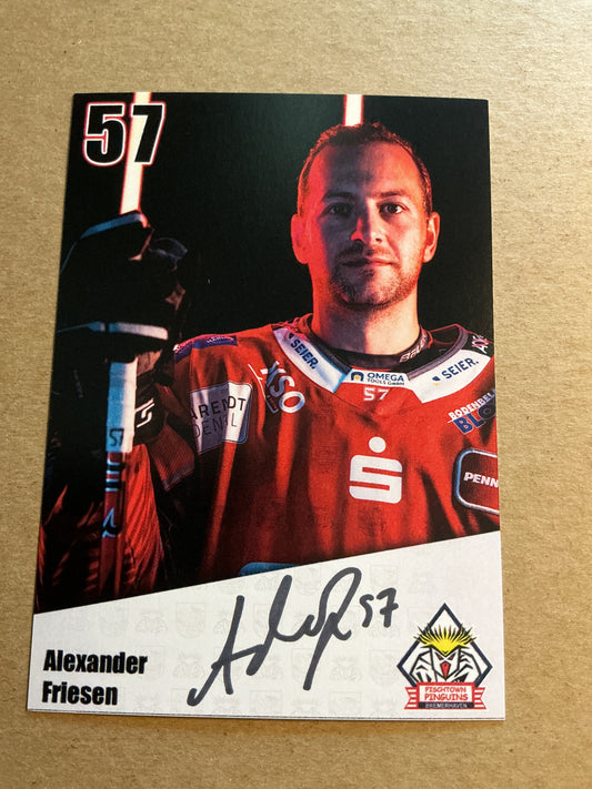 Alexander Friesen, Canada 🇨🇦 Fishtown Pinguins 2024/25 hand signed