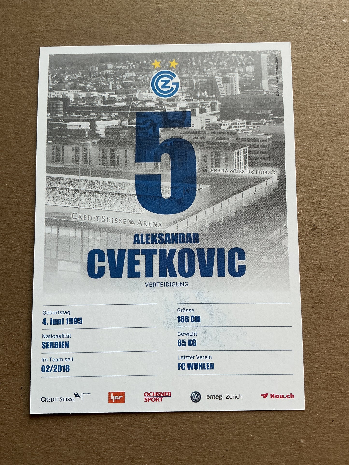 Aleksandar Cvetkovic, Serbia 🇷🇸 Grasshopper Zürich 2019/20 hand signed