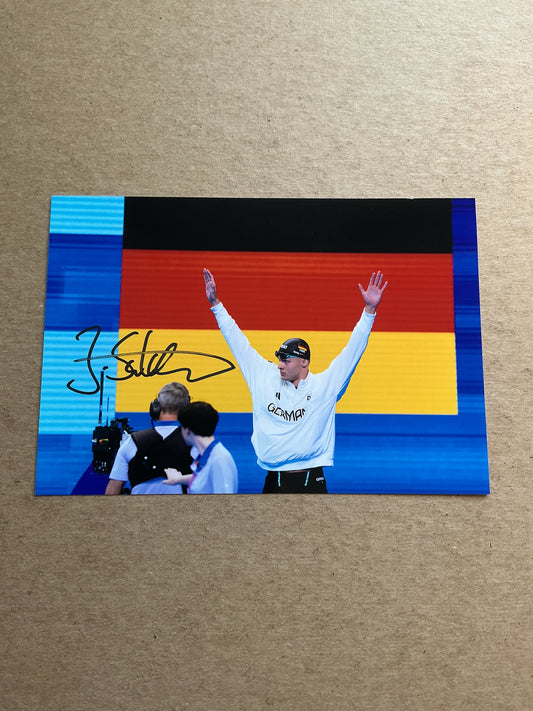 Josha Salchow, Germany 🇩🇪 Swimming Summer Olympics 2024 hand signed