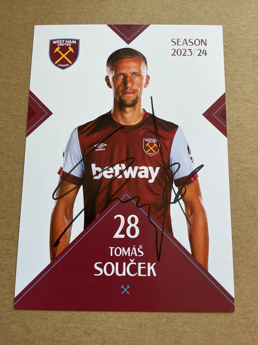 Tomas Soucek, Czech Republic 🇨🇿 West Ham United 2023/24 hand signed