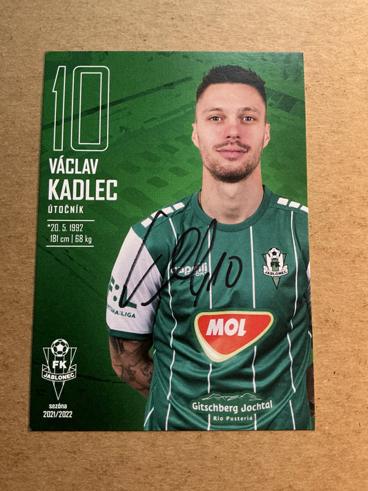 Václav Kadlec, Czech Republic 🇨🇿 FK Jablonec 2021/22 hand signed