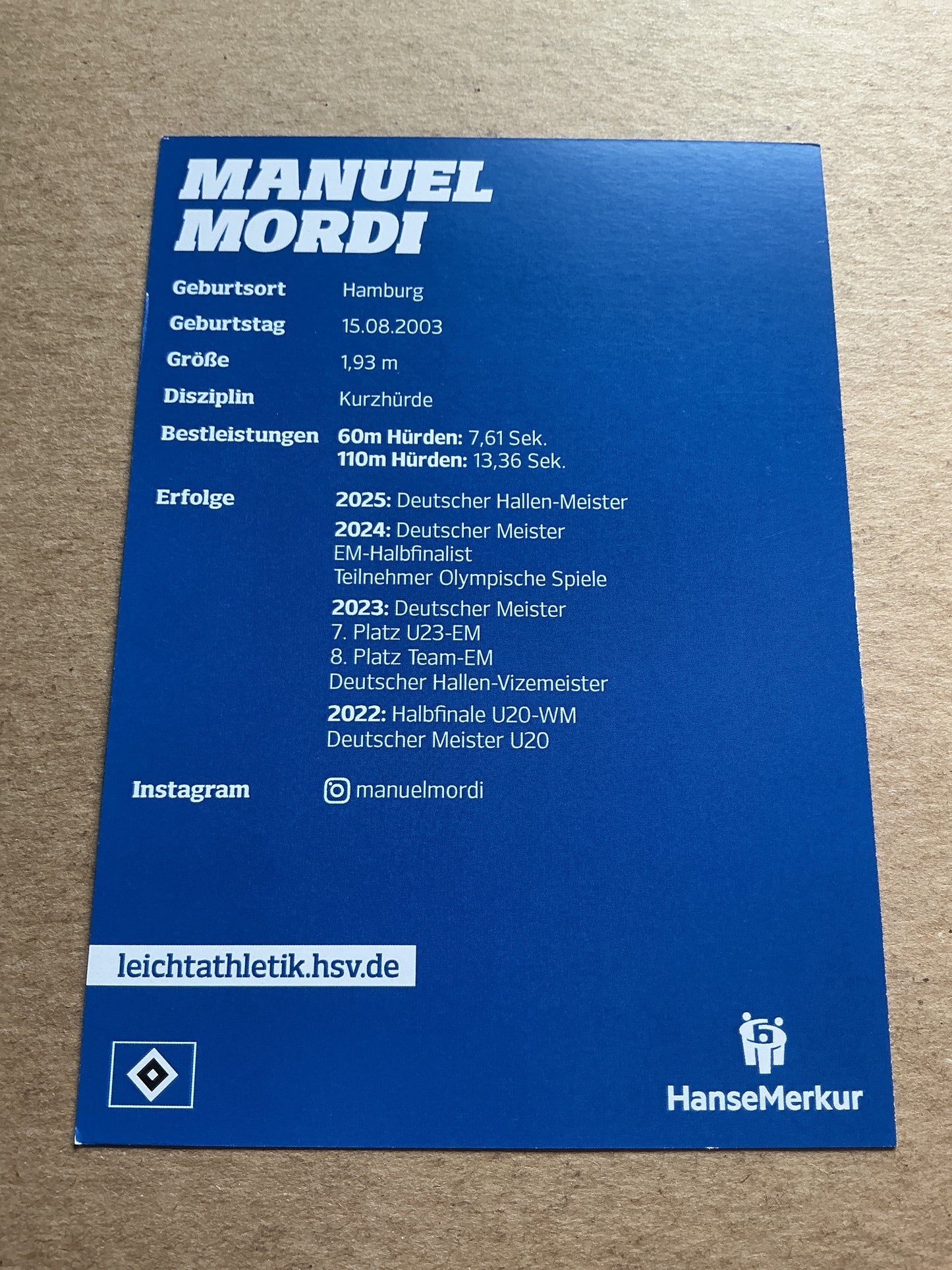 Manuel Mordi, Germany 🇩🇪 Athletics Summer Olympics 2024 hand signed