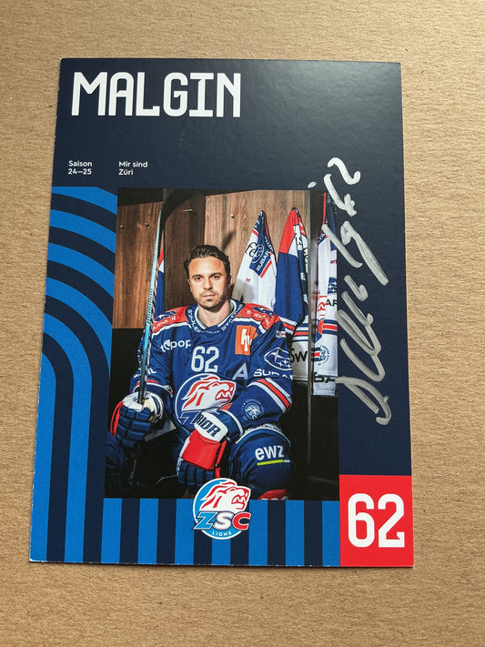 Denis Malgin, Switzerland 🇨🇭 ZSC Lions 2024/25 hand signed