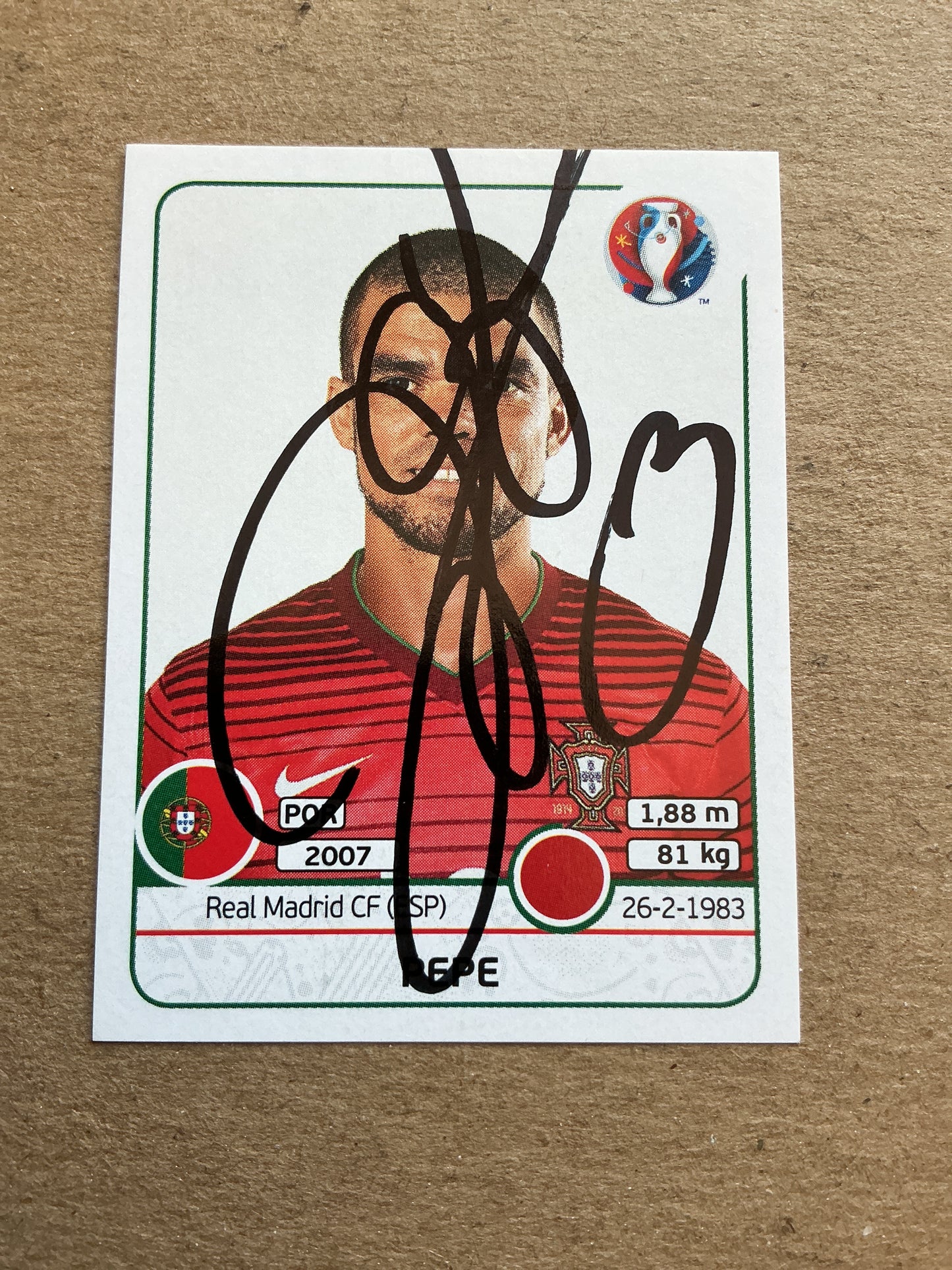 Pepe, Portugal 🇵🇹 UEFA Euro 2016 Panini hand signed