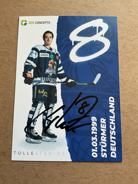 Cedric Schiemenz, Germany 🇩🇪 Iserlohn Roosters 2023/24 hand signed