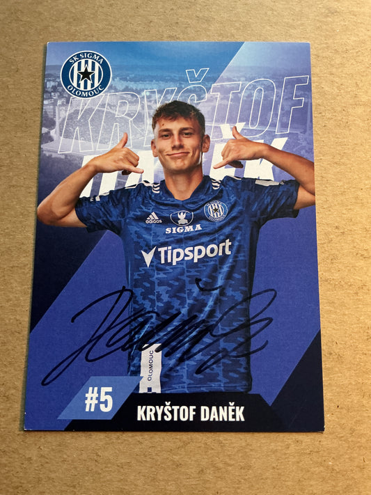 Kryštof Daněk, Czech Republic 🇨🇿 SK Sigma Olomouc 2021/22 hand signed