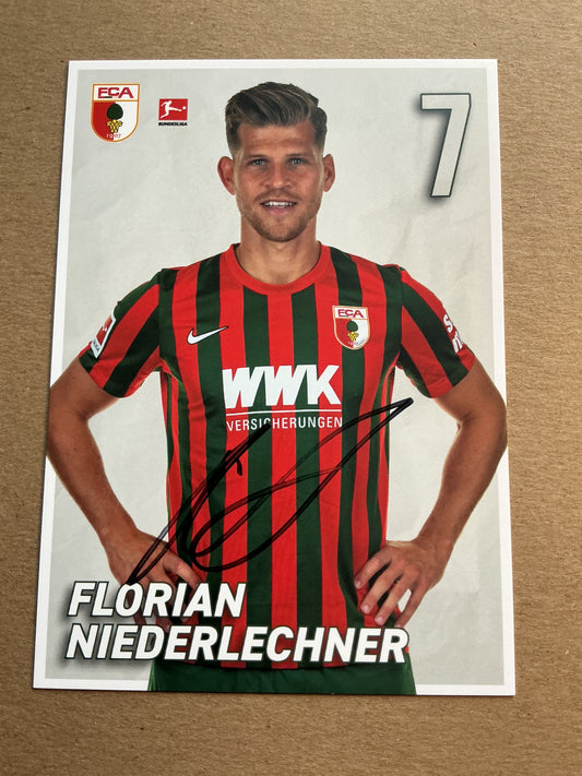 Florian Niederlechner, Germany 🇩🇪 FC Augsburg 2021/22 hand signed