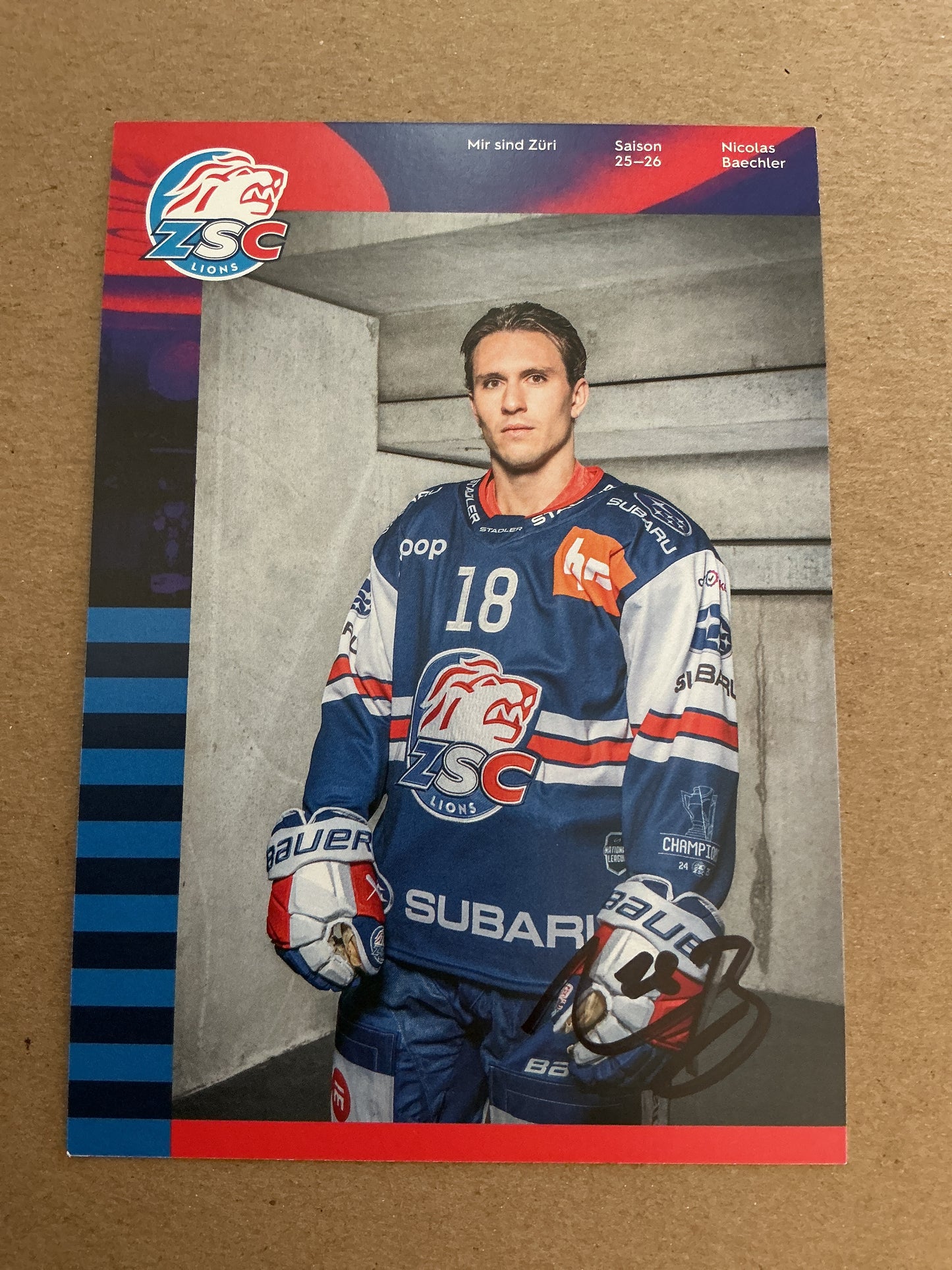 Nicolas Brechler, Switzerland 🇨🇭 ZSC Lions 2025/26 hand signed