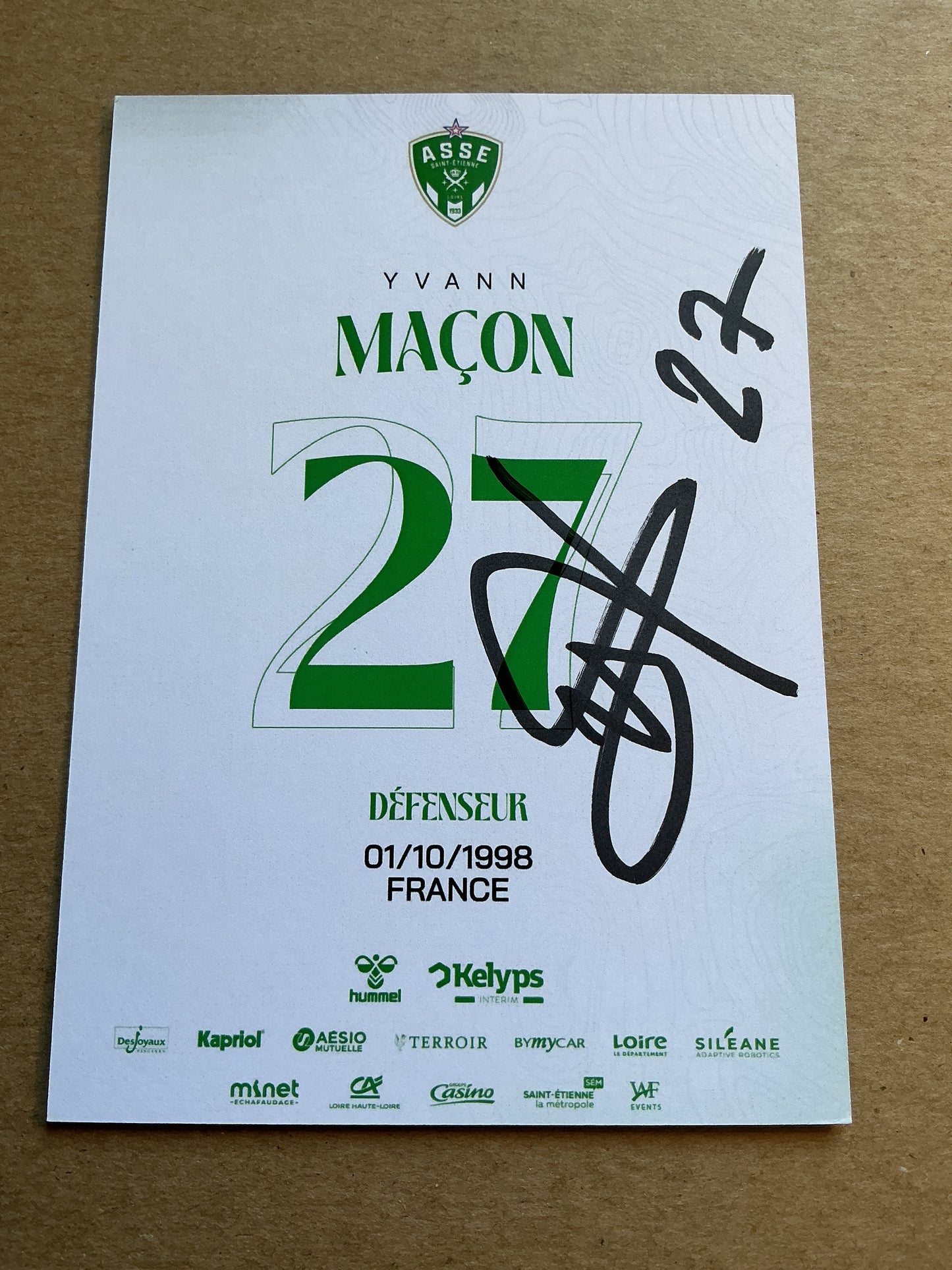 Yvann Macon, France 🇫🇷 AS Saint-Etienne 2024/25 hand signed