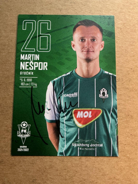 Martin Nešpor, Czech Republic 🇨🇿 FK Jablonec 2021/22 hand signed