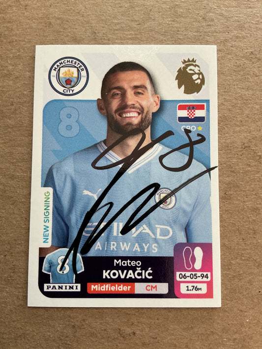 Mateo Kovacic, Croatia 🇭🇷 Manchester City 2024 Panini hand signed