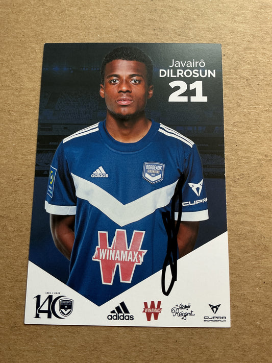 Javairo Dilrosun, Netherlands 🇳🇱 Girondins Bordeaux 2021/22 hand signed