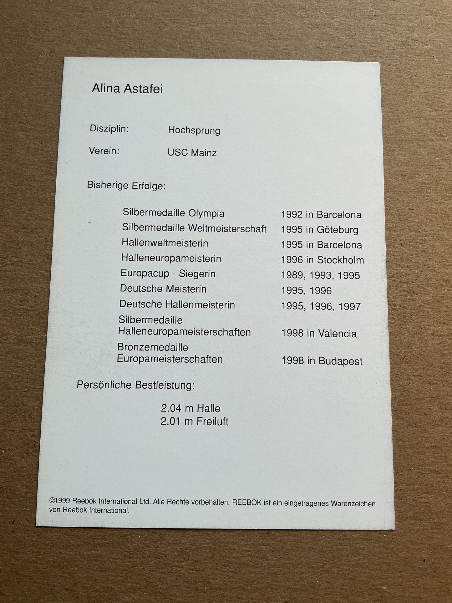 Alina Astafei, Romania 🇷🇴 Athletics Summer Olympics hand signed