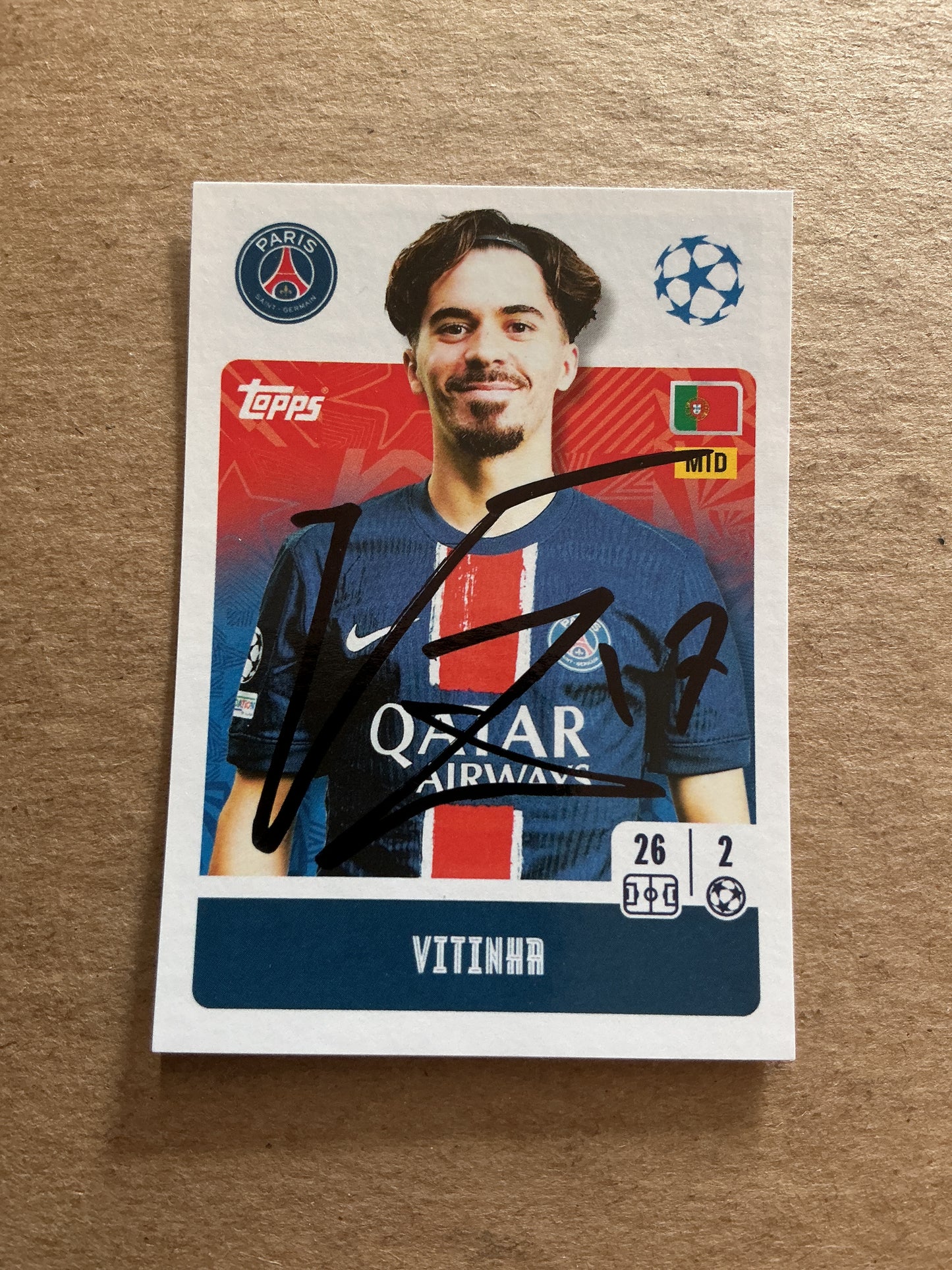 Vitinha, Portugal 🇵🇹 Paris Saint-Germain 2024/25 Topps hand signed