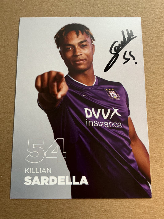 Killian Sardella, Belgium 🇧🇪 RSC Anderlecht 2020/21 hand signed