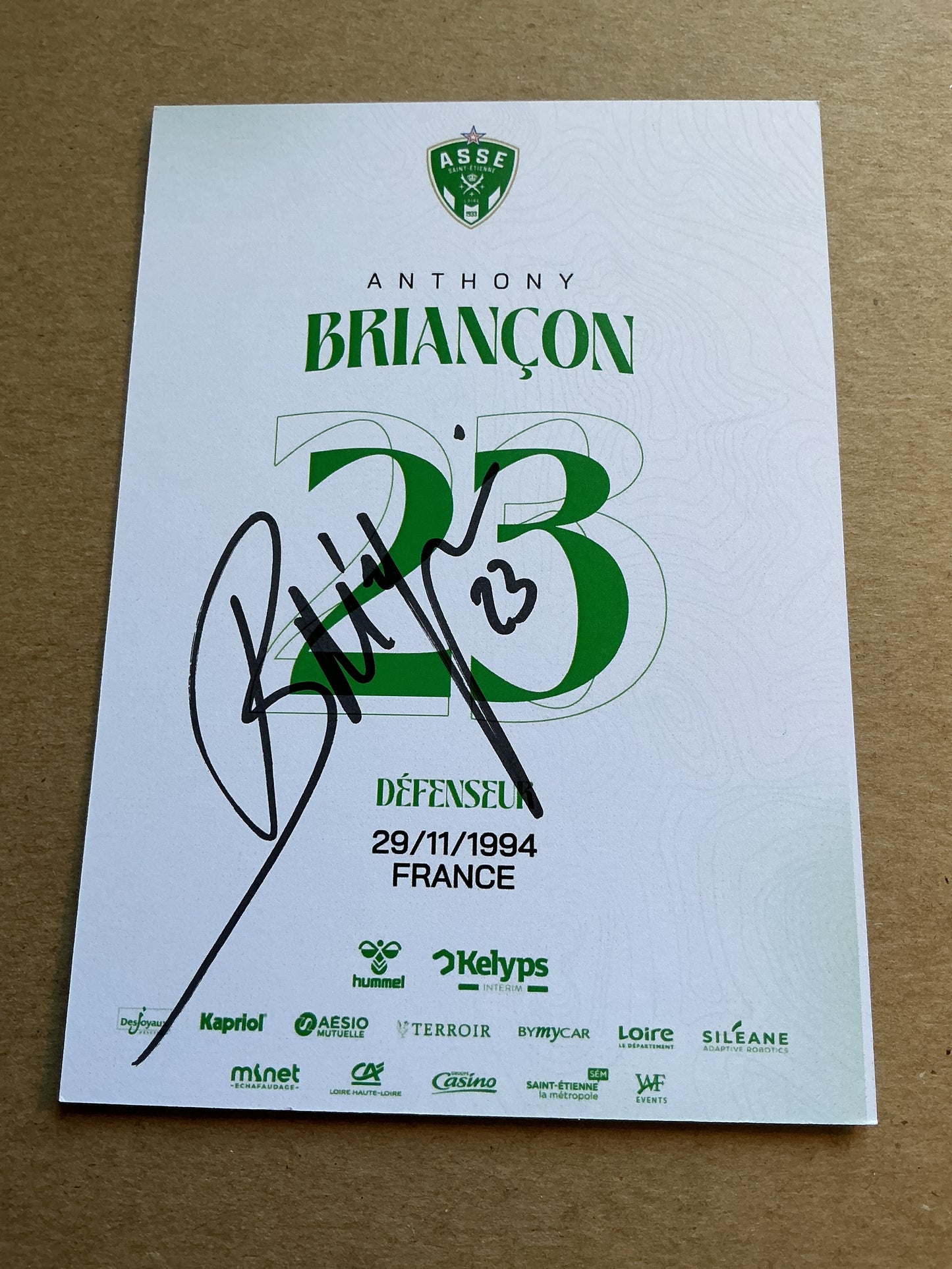 Anthony Briancon, France 🇫🇷 AS Saint-Etienne 2024/25 hand signed