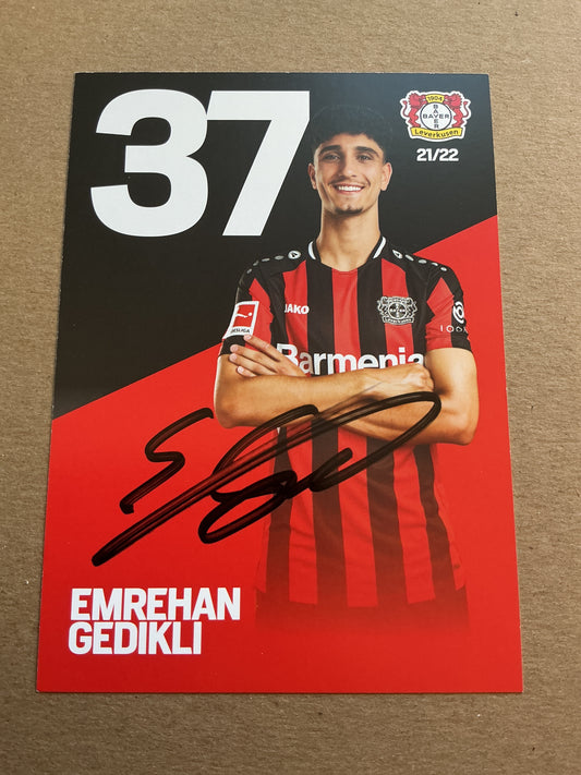 Emrehan Gedikli, Germany 🇩🇪 Bayer 04 Leverkusen 2021/22 hand signed