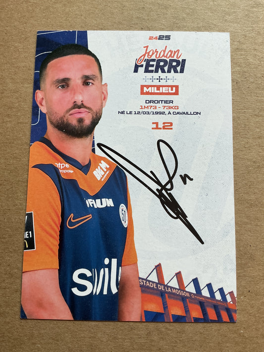 Jordan Ferri, France 🇫🇷 Montpellier HSC 2024/25 hand signed