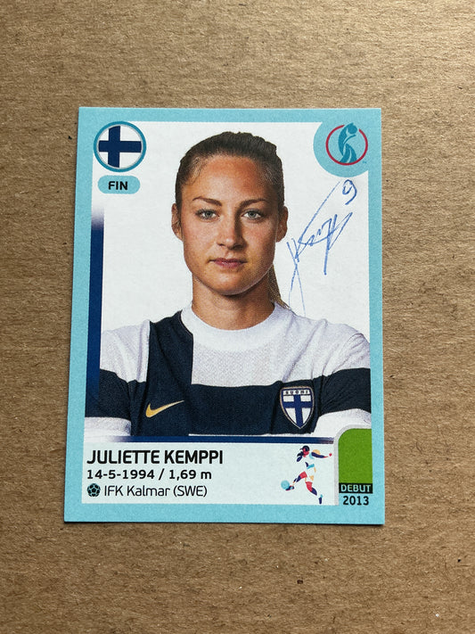 Juliette Kemppi, Finland 🇫🇮 UEFA Women’s Euro Cup 2022 Panini hand signed