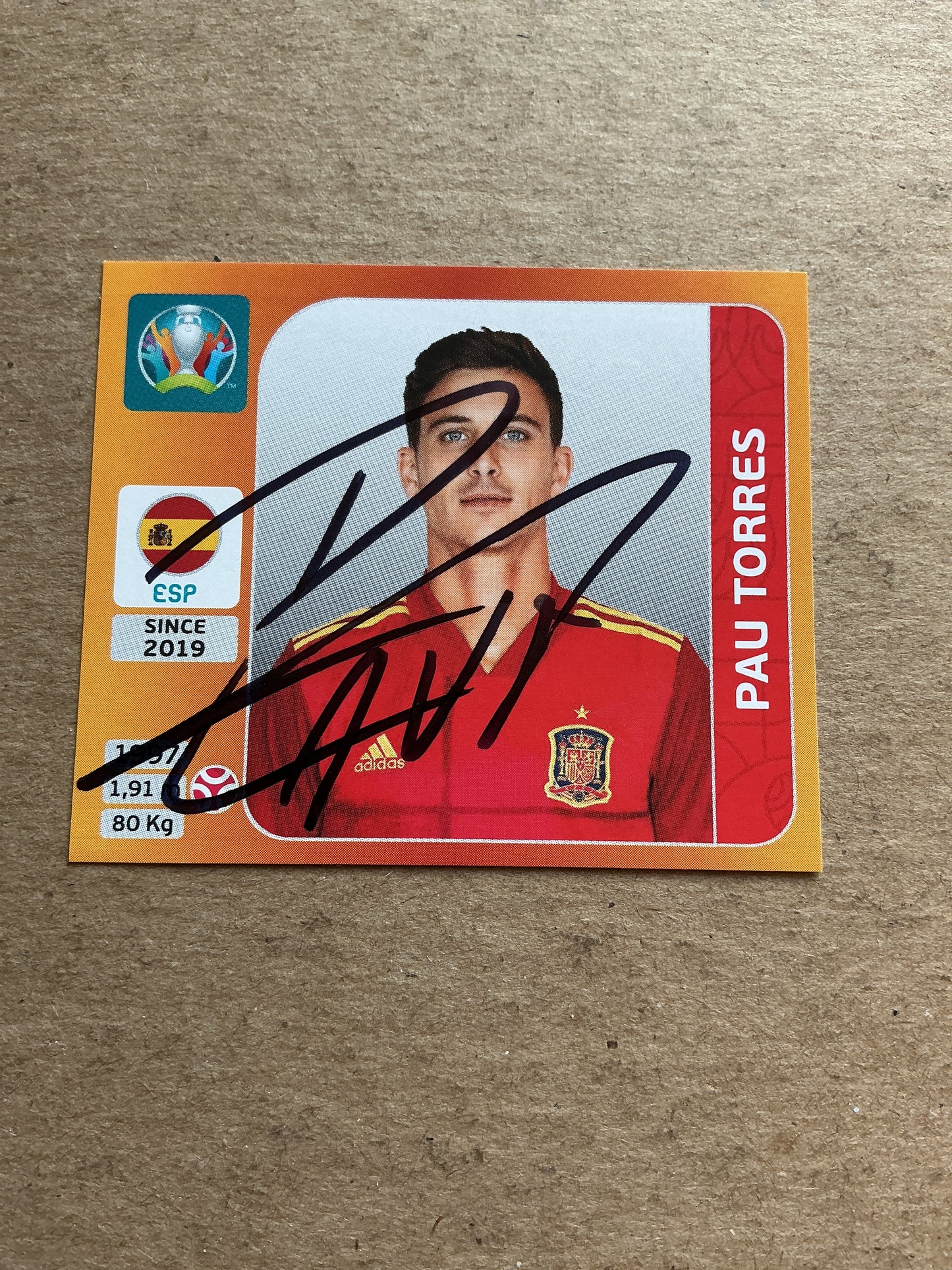 Pau Torres, Spain 🇪🇸 UEFA Euro 2020 Panini hand signed