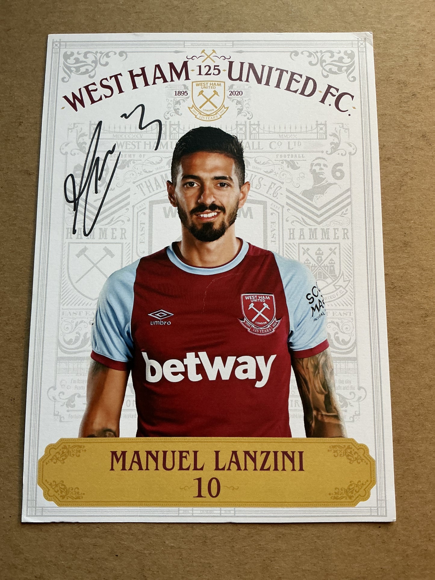 Manuel Lanzini, Argentina 🇦🇷 West Ham United 2020/21 hand signed