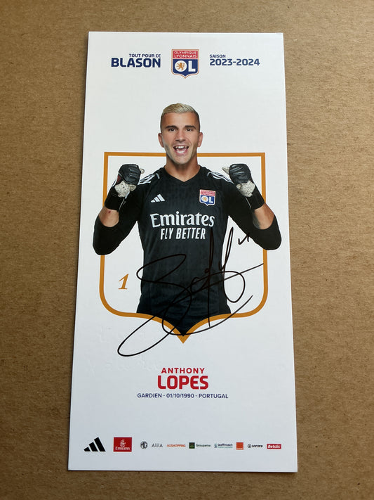 Anthony Lopes, Portugal 🇵🇹 Olympique Lyon 2023/24 hand signed