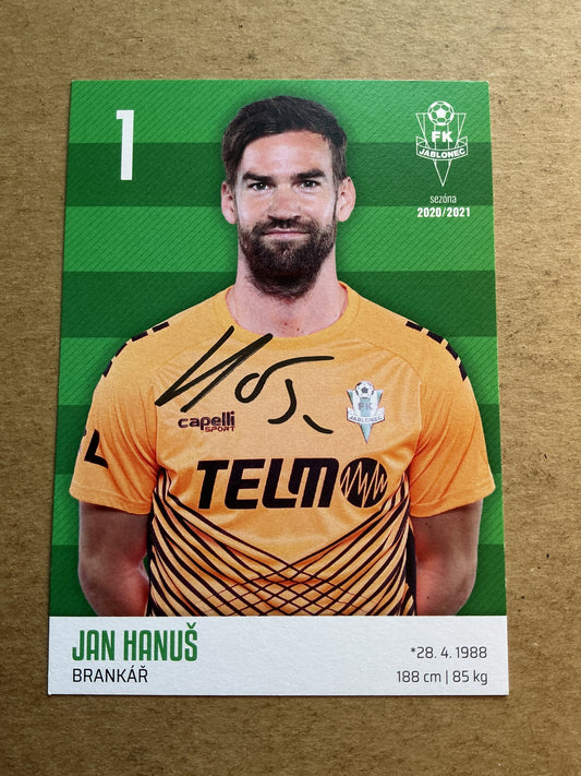 Jan Hanuš, Czech Republic 🇨🇿 FK Jablonec 2020/21 hand signed