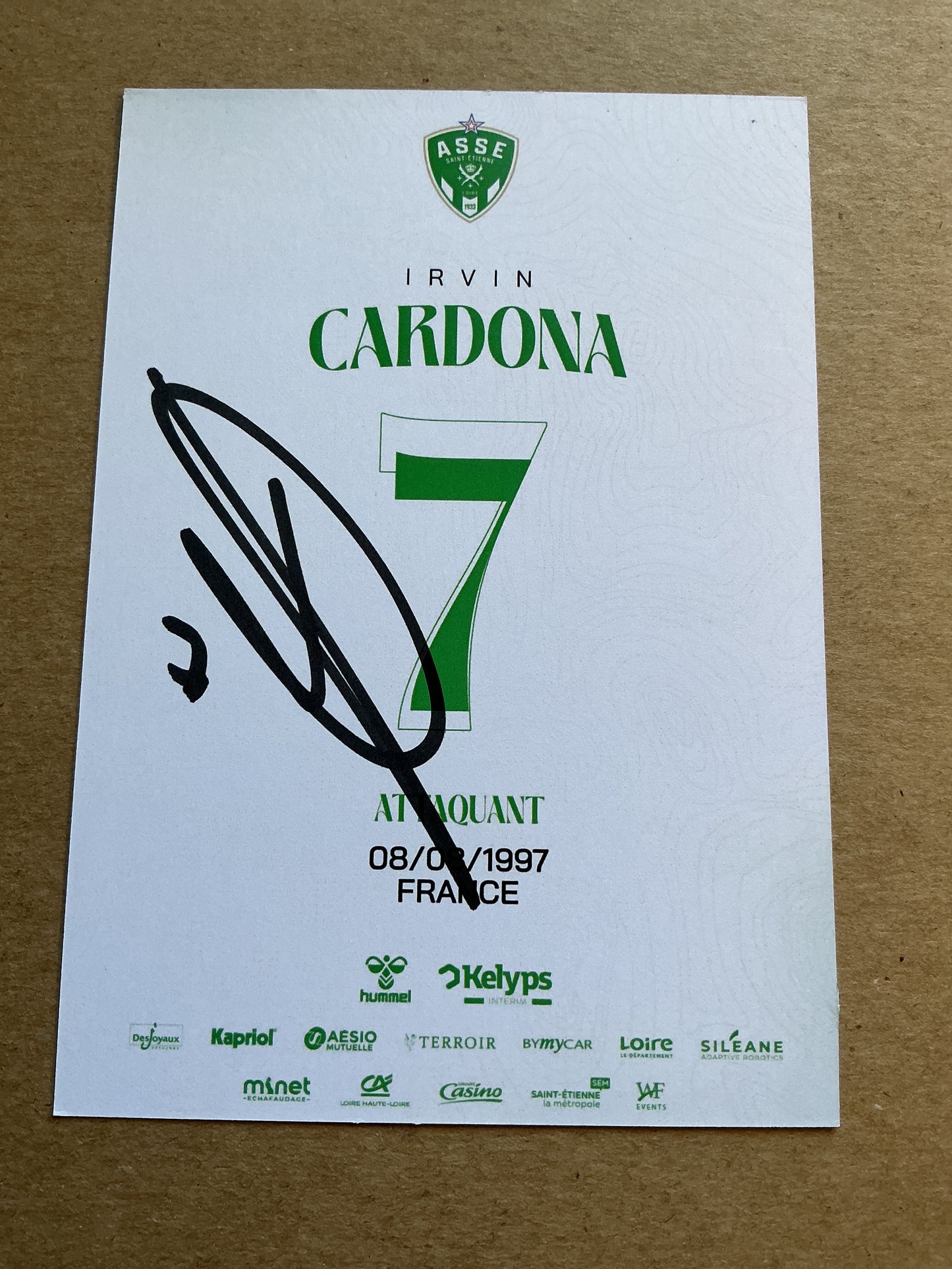 Irvin Cardona, France 🇫🇷 AS Saint-Etienne 2024/25 hand signed
