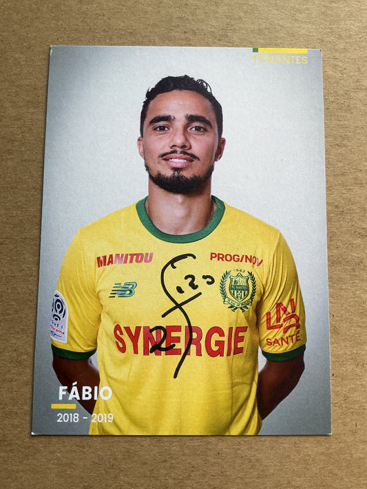 Fabio, Brazil 🇧🇷 FC Nantes 2018/19 hand signed