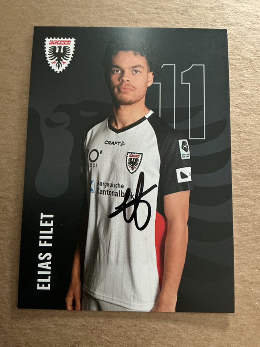 Elias Filet, France 🇫🇷 FC Aarau 2024/25 hand signed