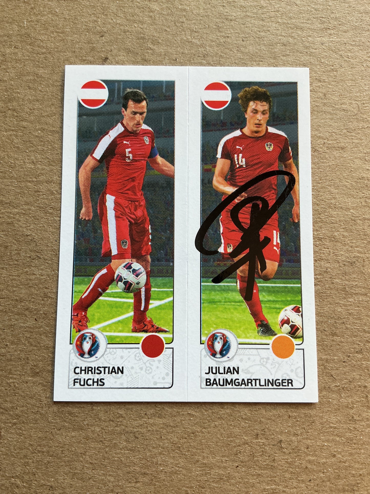 Julian Baumgartlinger, Austria 🇦🇹 UEFA Euro 2016 Panini hand signed