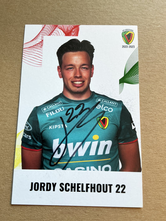 Jordy Schelfhout, Belgium 🇧🇪 KV Oostende 2022/23 hand signed