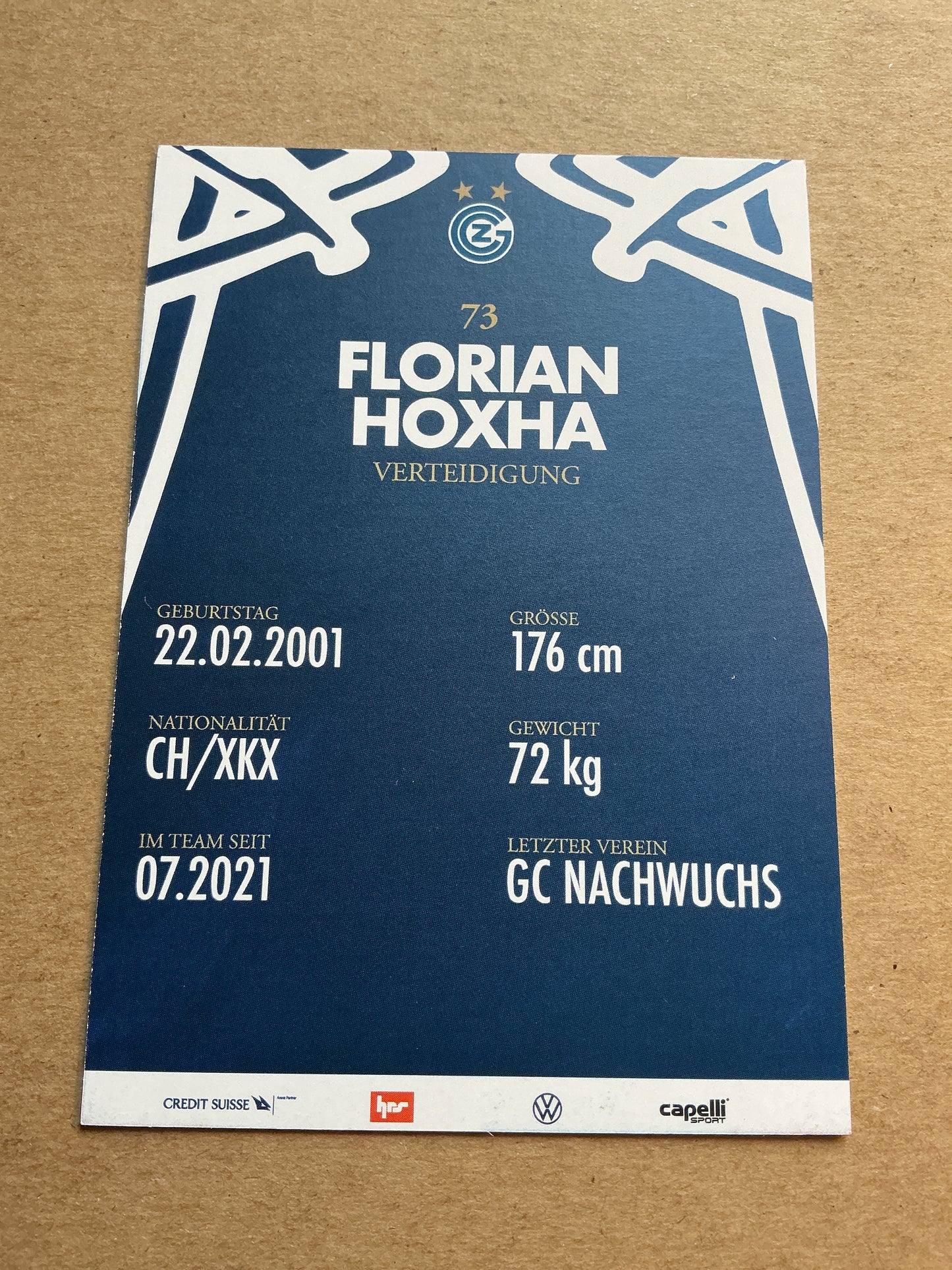 Florian Hoxha, Kosovo 🇽🇰 Grasshopper Club Zürich 2023/24 hand signed