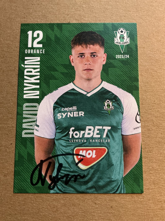 David Nykrín, Czech Republic 🇨🇿 FK Jablonec 2023/24 hand signed