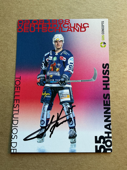 Johannes Huss, Germany 🇩🇪 Iserlohn Roosters 2024/25 hand signed