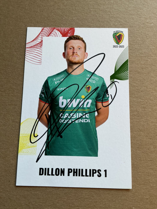 Dillon Phillips, England 🏴󠁧󠁢󠁥󠁮󠁧󠁿 KV Oostende 2022/23 hand signed