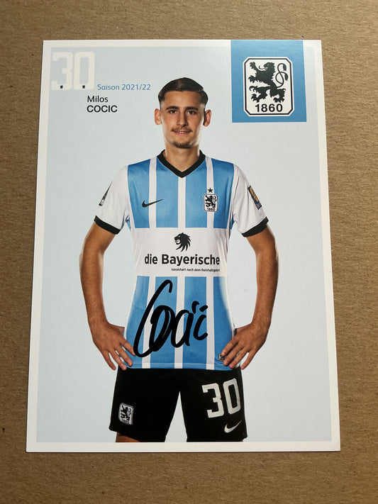 Milos Cocic, Germany 🇩🇪 TSV 1860 München 2021/22 hand signed