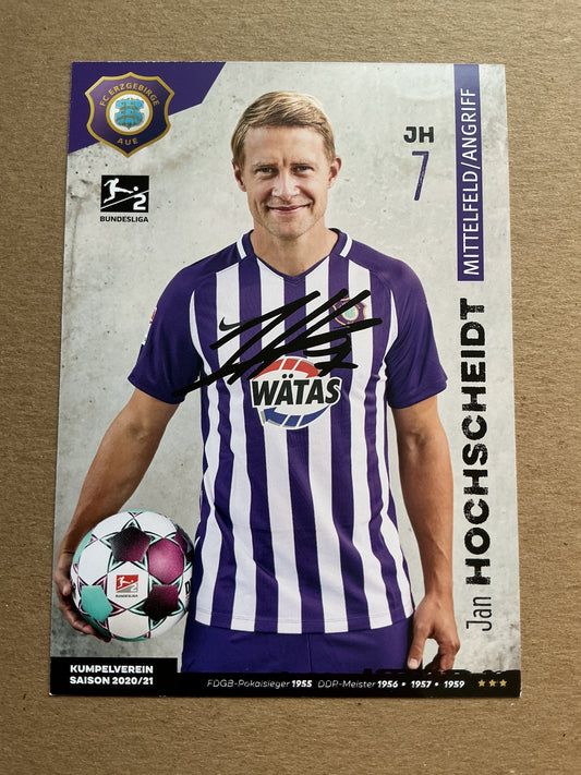 Jan Hochscheidt, Germany 🇩🇪 FC Erzgebirge Aue 2020/21 hand signed