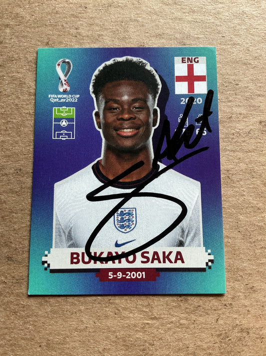 Bukayo Saka, England 🏴󠁧󠁢󠁥󠁮󠁧󠁿 FIFA World Cup 2022 Panini hand signed