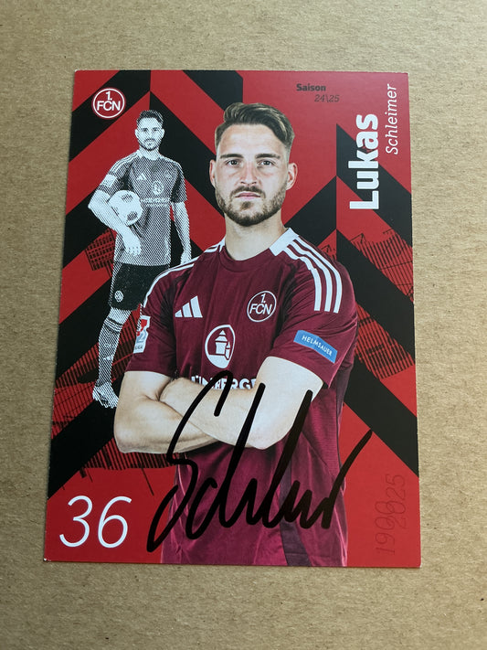 Lukas Schleimer, Germany 🇩🇪 1.FC Nürnberg 2024/25 hand signed