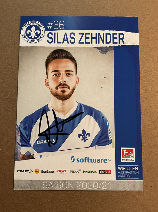 Silas Zehnder, Germany 🇩🇪 SV Darmstadt 98 2020/21 hand signed