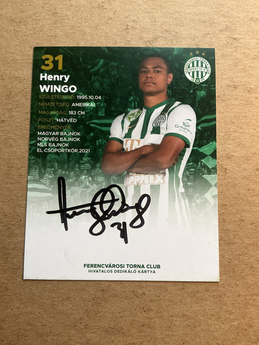 Henry Wingo, USA 🇺🇸 Ferencvaros TC 2021/22 hand signed