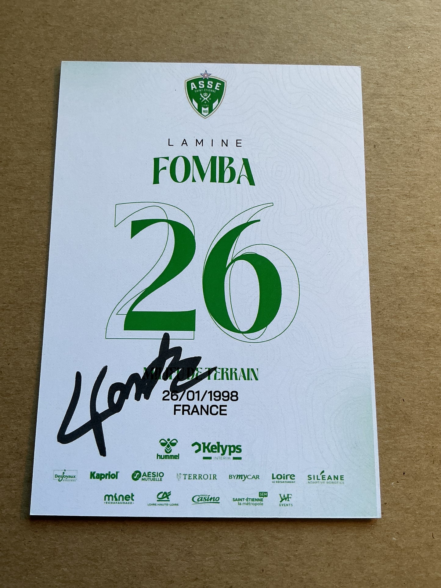 Lamie Fomba, France 🇫🇷 AS Saint-Etienne 2024/25 hand signed