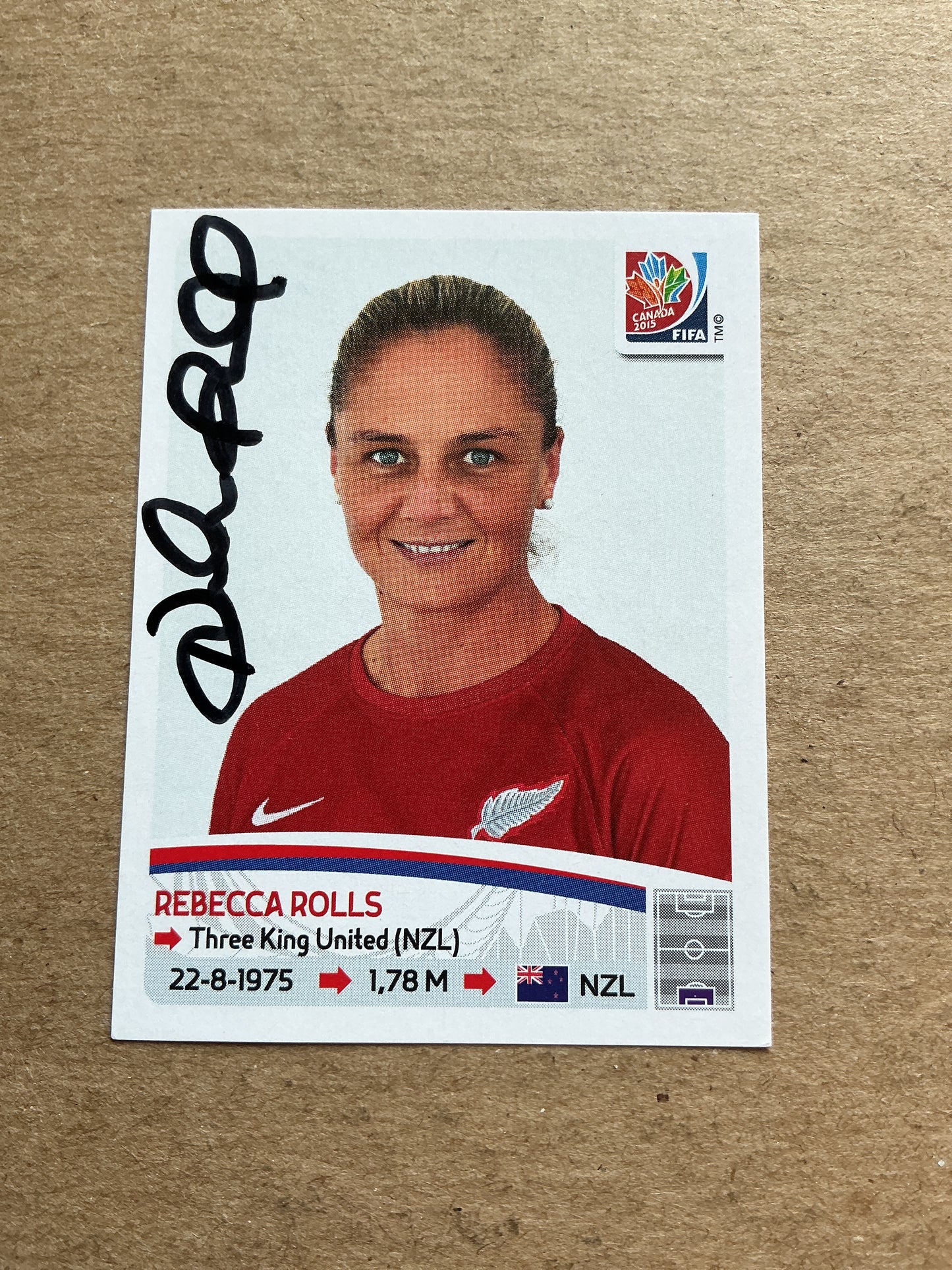 Rebecca Rolls, New Zealand 🇳🇿 FIFA Women’s World Cup 2015 Panini hand signed