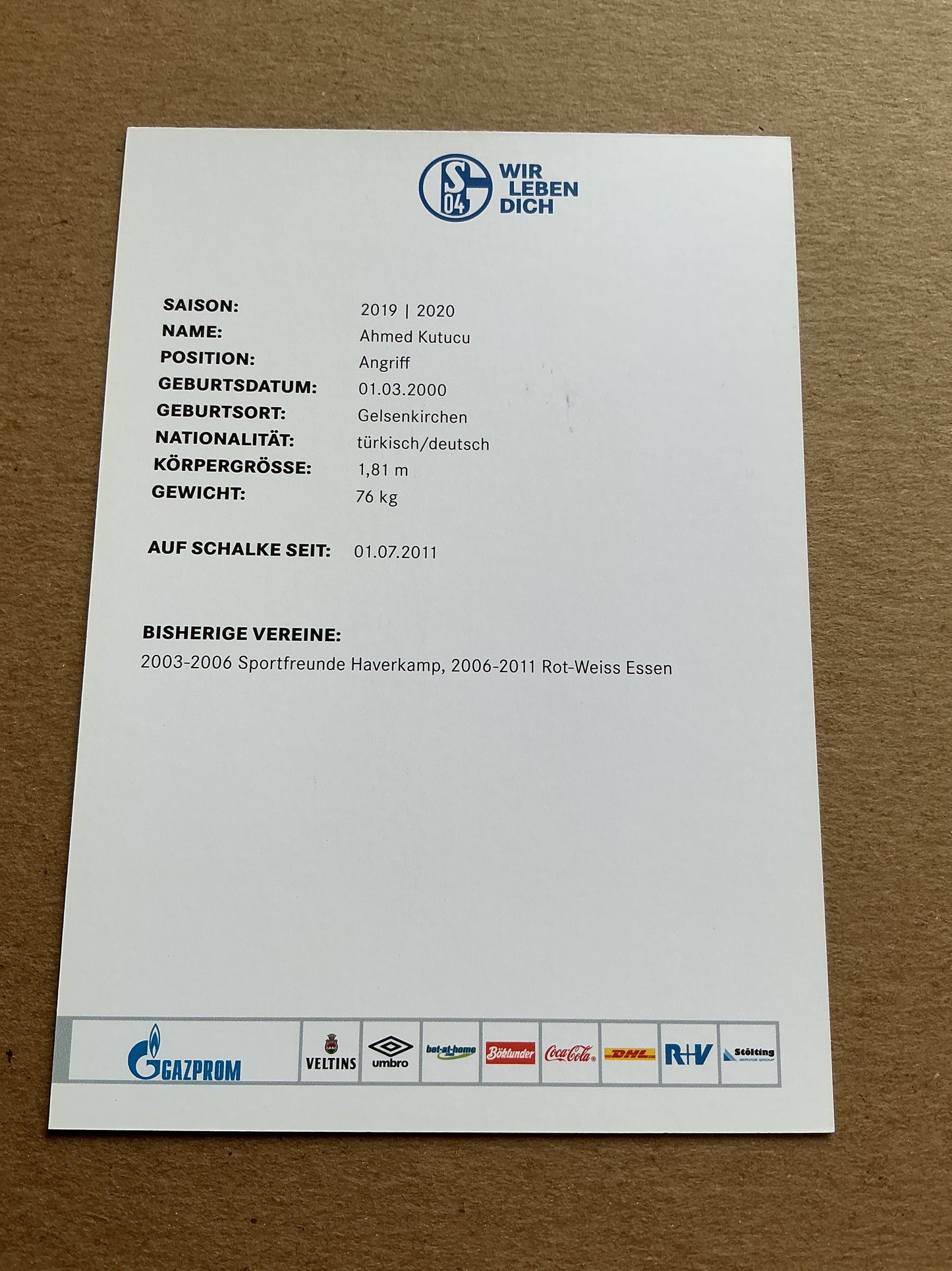 Ahmed Kutucu, Türkiye 🇹🇷 FC Schalke 04 2019/20 hand signed
