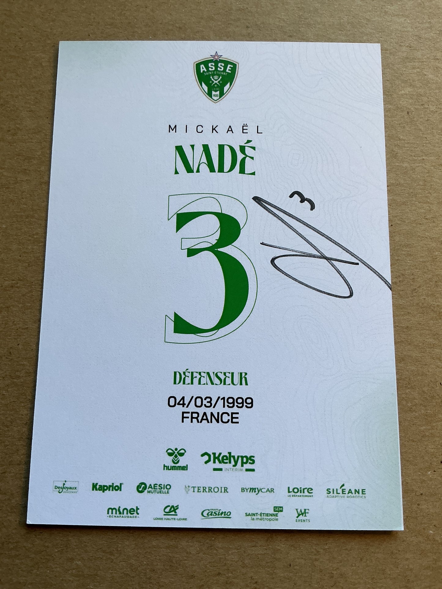 Mickael Nade, France 🇫🇷 AS Saint-Etienne 2024/25 hand signed